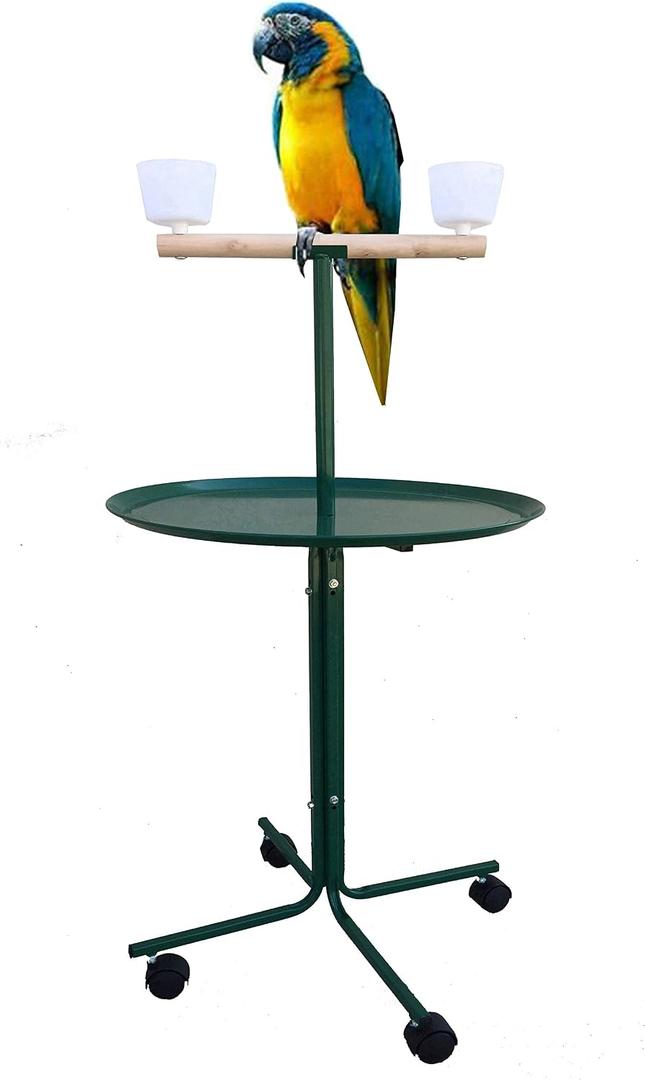 Large 23" Play T-Stand Perch Metal Base Parrot Bird Cage Amazon African Grey Macaw Cockatoo (23", Green)
