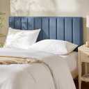 Hearth & Harbor Upholstered Queen Headboard - Easy Assemble Channel Stitched Headboard Queen Size - Wall Mounted Headboards with 3D Soundproof Wall Panels Peel & Stick Floating Headboards, Slate Blue