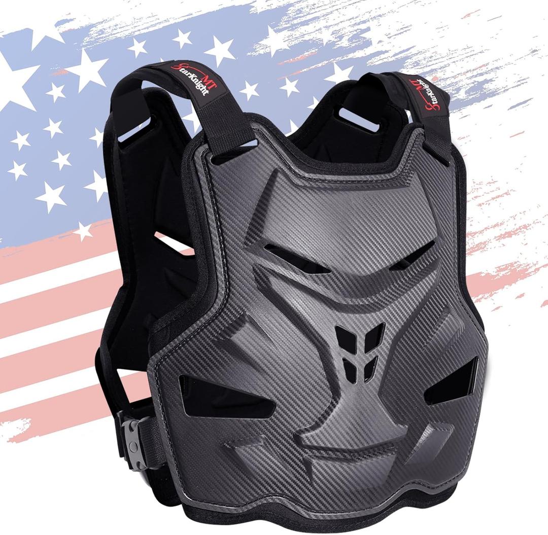 StarknightMT Motorcycle Chest Armor Lightweight Adult Men Motocross Chest Protector, Adjustable Body Armor Vest for Motocross Riding Road Racing Cycling Skiing Skating Easy-wear Chest Guard