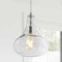 JONATHAN Y 9" Chrome 1-Light Metal and Glass Schoolhouse Pendant Light, Adjustable Height Twirled Teardrop Silhouette for Kitchen Island, UL Listed, LED Bulb Included JYL3519A