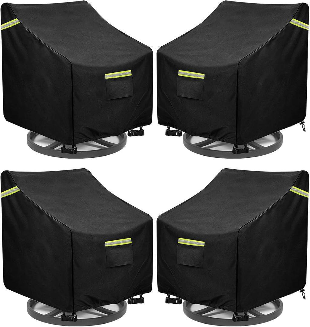 Outdoor Swivel Lounge Chair Cover 4 Pack,(32W x 35D x 36H inches ) 100% Waterproof Heavy Duty Outdoor Chair Covers Patio Chair Covers Waterproof Patio Furniture CoversBlack