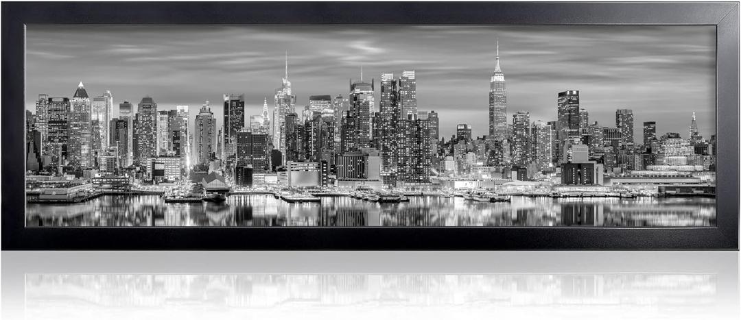 Giverny 12x36 Picture Frames Black Pack of 1, Wood 12x36 Panoramic Picture Frame for Wall Mounting, Simple and Classic Style Suitable for Decorating Houses, Offices, Hotels