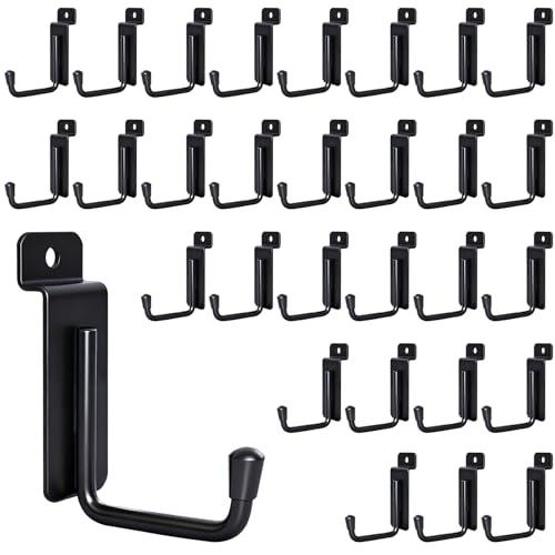 WETOECOTEC 30 Pack J-Shaped Slatwall Hooks, 2 Inch Heavy Duty Slat Wall Hanger, Slatwall Accessories Display Hooks for Garage, Retail Store, Kitchen, Craft Room