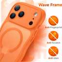 for iPhone 17 Pro Max Case for Women Girls,Compatible with MagSafe,Camera Control,Full Camera Protection, Cute Wave Magnetic Phone Case for iPhone 17 Pro Max,Orange