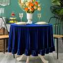 GLORY SEASON Velvet Tablecloth Luxurious Solid Round Table Cloth,Oblong Retro Farmhouse Ruffle Tablecloths Washable Table Cover for Party Wedding Baby Shower Kitchen Dinning Tabletop Decoration