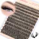 Calphdiar 40D Individual Lashes Natural Eyelash Clusters Wispy Lash Clusters 9-16mm Cluster Eyelash Extensions D-Curly Lashes Clusters 288pcs DIY Lash Extension for Beginners at Home