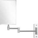 MIRRORVANA Frameless Wall Mount Mirror for Bathroom with 11" Extension Swivel, No Magnification, Rectangular 8.7" x 6.3" Surface, Chrome
