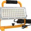 LED Work Light 6500LM 85-277v, 500W Equivalent Flood Light with 10FT Cord Switch, 5000K Work Lights with Stand, Portable LED Lights IP67 Waterproof for Job, Workshop, Construction