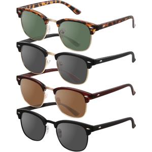 livho Rimless Trendy Polarized Sunglasses Men Women, Retro Sun Glasses for Men Women 2025, Semi Rimless UV Protection Shades (4 Pack)