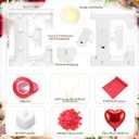 Coume 88 Pcs Valentine Marry Me Lighted Letters Heart Arch Stand Proposal Decoration with 4000 Rose Petals 48 Heart Romantic Candles Balloon Carpet 16ft for Wedding Engagement Night(Red, Gold)