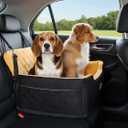 Large Dog Car Seat Booster Seat Bed for Pets up to 55 lbs, Black, Travel Safety | Fits 2 Small Dogs Pets| Washable Cover & Thick Cushion | Rear Seat or SUV