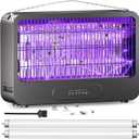 Electric Bug Zapper Indoor, Mosquito Zapper with 2 Extra Replacement Bulbs, Fly, Mosquito Killer and Repellent with Double-Voltage Grid 3500V & Remote, for Patio Yard Home Kitchen