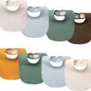 8-Pack Baby Drool Bibs, 100% Cotton, Ultra Soft & Absorbent for Newborns, Adjustable Snaps, Shower Gift (Blue)