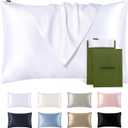 LILYSILK Silk Pillowcase for Hair and Skin Queen-100% Mulberry Silk 19 Momme Both Sides Silk Bed Pillow Cover with Hidden Zipper, 1 Pc (Queen Size 20''x30'', White)