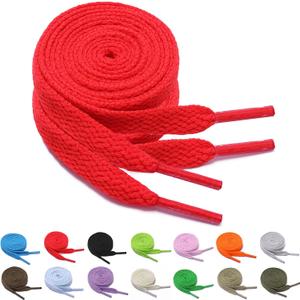 2 x 2 Pairs Flat Shoelaces for Athletic Running Sneakers Casual Shoes Unisex Colorful Shoe Laces Polyester