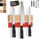 Magnetic Knife Holder for Wall, 10" no Drilling Required, Includes Self-Adhesive Tape, Extra Strong for Holding Knives Awarded Magnet Strip Oak