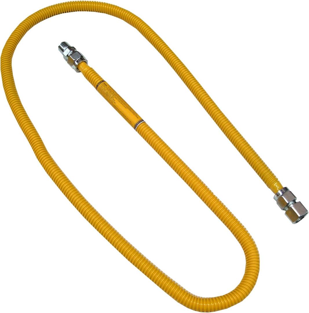LASCO 10-1259 Flexible Coated Stainless Steel Gas Range Supply Line, 72-Inch, 5/8 Inch ID with 3/4 Inch Pipe Thread Fittings, Yellow