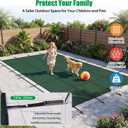 Inground Pool Cover Safety Fits 12x24ft Rectangle Swimming Pool, Mesh Solid Pool Cover for Inground Pools,Winter Pool Safety Cover Includes Safety Net and Installation Tools Green