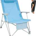 #WEJOY Folding Webbed Lawn Beach Chair - Heavy Duty Portable Outdoor Chair with Hard Armrest for Camping,Garden,Concerts,Festivals and Sand Picnic BBQ,265 LBS (Blue)