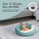 Best Friends by Sheri Cozy Cuddler Ilan Covered Cat and Dog Bed with Attached Blanket, Tide Pool Blue, 24"x24"