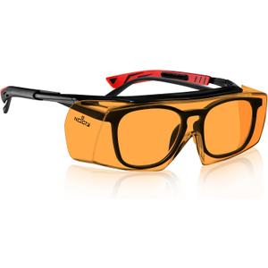 NoCry Blue Light Blocking Safety Glasses Over Eyeglasses with 100% UV Protection  UV Light Protection with Anti-Fog & Anti-Scratch Lenses; ANSI Z87.1 Certified  Adjustable Temples with Anti-Slip Tip (Orange Lens (Anti-blue Light))