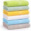 Small and Lightweight Cotton Towels Assorted Pastel Mix 24 x 40 inches Towels (6) Perfect Size for Hair Drying and Small Children