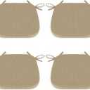Shinnwa Dining Chair Cushions Set of 4, Non Slip Seat Cushions for Kitchen Chairs with Ties, 4 Pack, 15 x 15.5 inches, Natural Linen