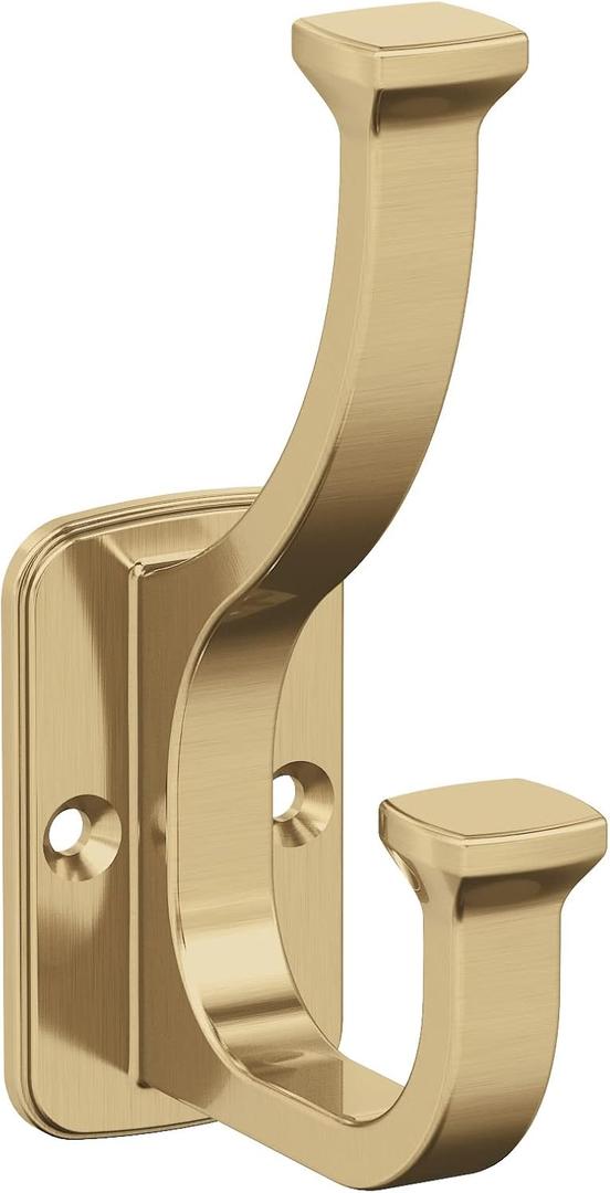 Amerock H37007CZ | Alder Double Prong Decorative Wall Hook | Champagne Bronze Hook for Coats, Hats, Backpacks, Bags | Hooks for Bathroom, Bedroom, Closet, Entryway, Laundry Room, Office