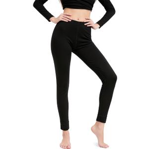 100% Merino Wool Base Layer Pants Women, Merino Wool Leggings, Thermal Wool Underwear Bottoms (Large, Black)