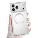 PSIOXY Clear Magnetic Phone Case for iPhone 17 Pro Max Rectangle Silver