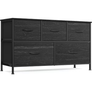 SONGMICS BELLAH Collection - Dresser for Bedroom, Chest of Drawers, Storage Organizer Unit, Closet, Entryway, Steel, 5 Drawers, Modern, Ebony Black ULGS322BE02S