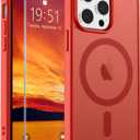 SUPFINE Magnetic for iPhone 13 Pro Max Case (Compatible with MagSafe) (Military Grade Drop Protection) Slim Translucent Matte Shockproof with Anti-Fingerprint Phone Case,Red