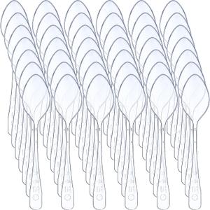 Nuogo 500 Pcs Clear Mini Spoons for Desserts 3.7 Inch Small Plastic Disposable Spoons Bulk Tiny Serving Utensils for Cake, Sample, Ice Cream, Appetizer, Pudding