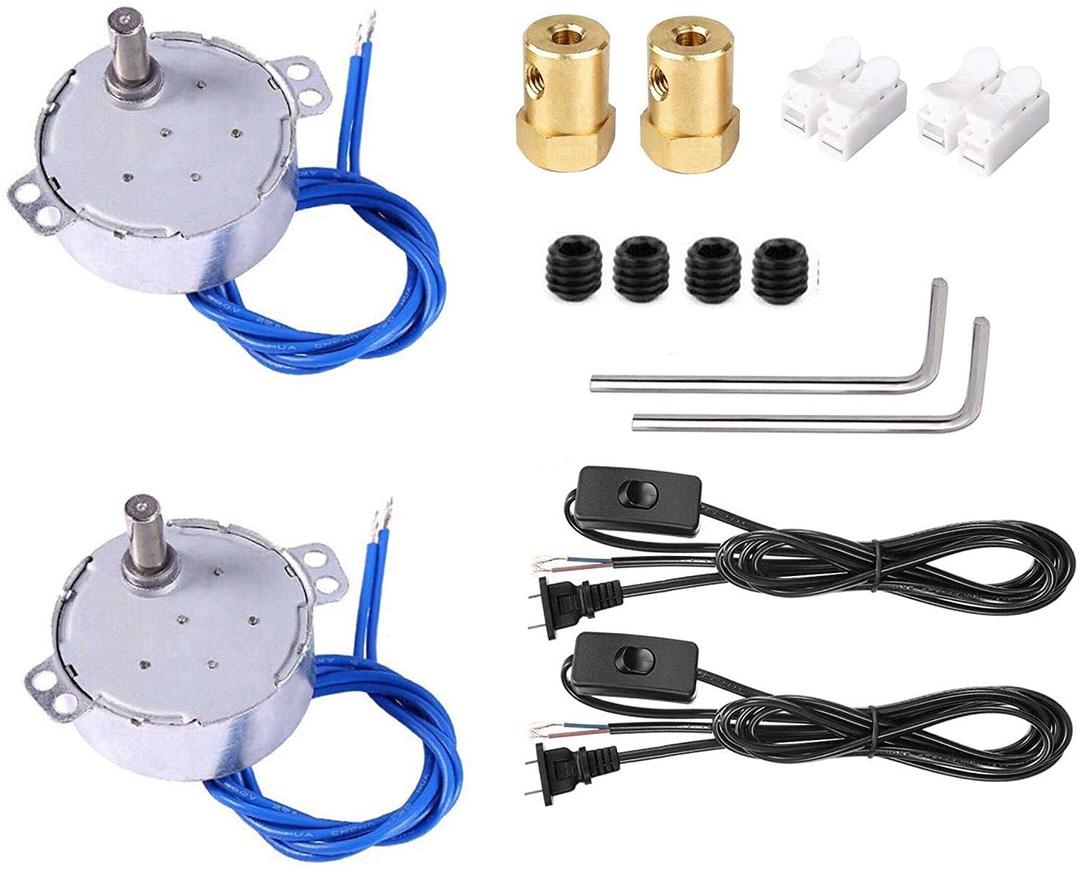 Synchronous Synchron Motor,Turntable Motor,Cuptisserie Motor,Turner Motor with 7mm Flexible Coupling Connector Lamp Cord 50/60Hz AC100~127V 4W CCW/CW for HandMade, School Project, Model(2pcs 56RPM)