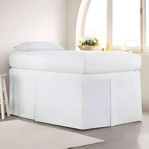 Extra Long Dorm Bed Skirt, Twin XL 32 Inch Drop, Pleated Style with Split Corners, 3 Panels, 100% Microfiber, College Room Essentials (White)