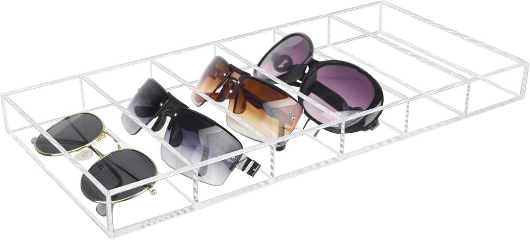 Sunglass Organizer Case, Glasses Holder Storage for Multiple, Acrylic Sunglasses Drawer Tray, 2 Pack