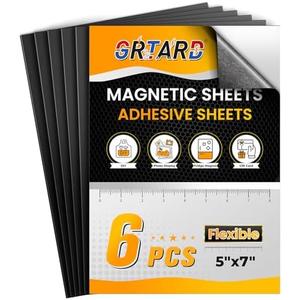 Grtard 5" x 7" Magnetic Sheets with Adhesive Backing, 6 Pack Magnet Sheets with Adhesive, Flexible Magnet Sheets for Stickers, Strong Cuttable Magnetic Sheet for Crafts, Photos, DIY