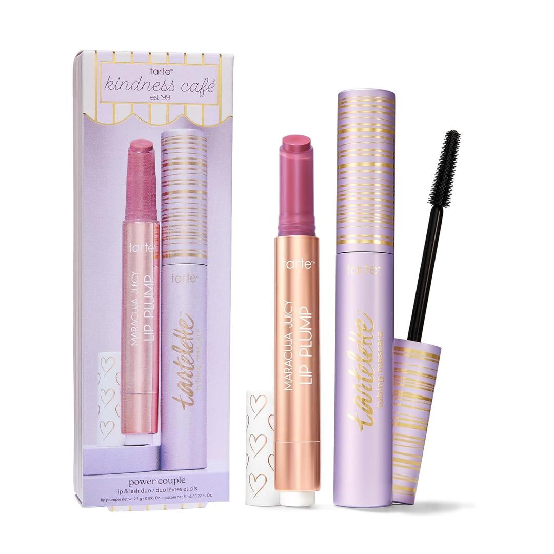 Tarte Power Couple Lip & Lash Duo Lash Extensions in a Tube for Volume, Length, Longwear & Easy to Remove with Hydrating & Nourishing Lip Gloss Balm, Vegan & CrueltyFree