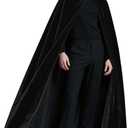 Reversible Cloak Cape with Hood Velvet Satin Witch Gothic Vampire Halloween Cosplay Costumes (Black, S)