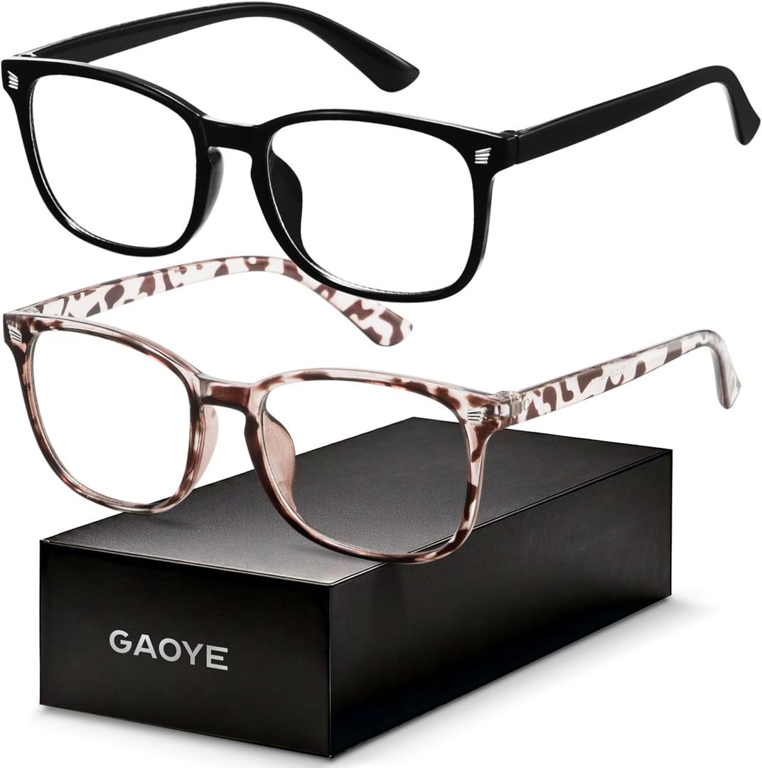 Blue Light Blocking Glasses - Fashion Square Eyeglasses, Anti UV Ray Computer Gaming Glasses Blue Blockers for Women/Men (*C Black & Leopard)