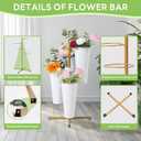 Flower Bar Stand with 4 Metal Buckets, 4 Tier Flower Display Stand, Rotatable Flower Cart Iron Plant Stand for Wedding or Florist Decor, Upgrade Metal Bucket Durable than Plastic Bucket