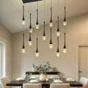 ykolupty Modern Rectangular Chandelier,14 Lights Black Raindrop Chandelier Lighting,Industrial Linear Pendant Ceiling Light Fixture for Dining Living Room Kitchen Island, Rectangle 14-Lights