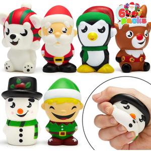 JOYIN 6 PCS Christmas Squeeze Toys Slow Rising, Cute Fidget Toys for Xmas Party Favors, Soft Squeeze Toy Relieve Stress and Anxiety, Christmas Funny Toy for Boys Girls