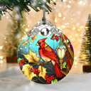 Christmas Ornament - Red Bird Cardinal Stained Glass Decor - Holiday Decorations and Xmas Gift Ideas for Tree