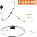 Tempered Glass Lids for Pots and Pans, Cast Iron Skillet Lid 10.5 Inch, Round Frying Pan Lid, Replacement Pan Cover, Crock Pot Lid with Stainless Steel Rim, Dishwasher Safe, Cookware Pot Covers