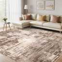 Abstract 12x15 Area Rugs for Living Room: Washable Rugs Brown