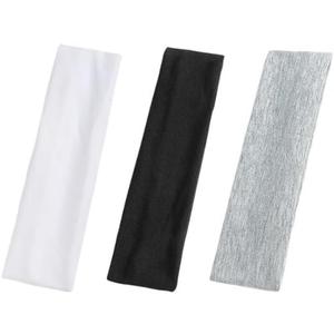 3Pcs Multicolor Non Slip Headbands Soft Elastic Head Bands for Women Girls Stretchy Sweat Wide Headband for Yoga Workout Sports White Black Grey Headbands Trendy Hair Accessories Easy to Use