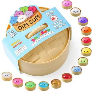 Squishy Dumpling Toy, Dumpling Squishy Mystery Box, Random 1 of 14 Colors, Stocking Stuffers with Food Steamer Stretchy Desk Toy