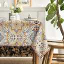 Horaldaily Boho Bohemia Style Tablecloth 60x84 Inch Rectangular, Vintage Country Rustic Farmhouse Magical Fall Yellow Washable Seasonal Table Cover for Party Picnic Dinner Decor