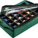 Ornament Storage Box - Zippered Organizer with 48 Individual Compartments and Dividers for Christmas Bulbs and Decorations by Tiny Tim Totes (Green)